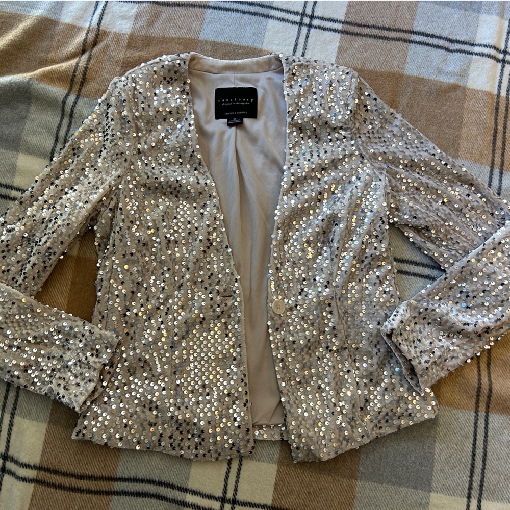 Sanctuary Silver Sequin Blazer - image 1